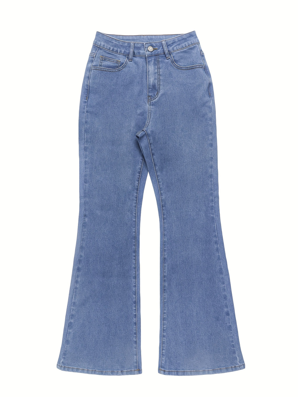 Jeans de ganga desbotados e de lavagem clara para mulher - Calças de perna reta sem elasticidade com design clássico de cinco bolsos, roupa para todos os dias e formal para todas as estações, jeans compridos de estilo streetwear para mulher, roupa versátil, roupa casual, costura de qualidade