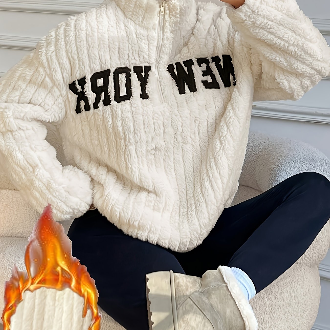 Cozy Quilted High Collar Sweatshirt for Women