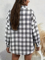 Camisa de Botões Oversize Feminina - Blusa de Manga Comprida e Corte Solto com Decote Quadrado, Tecido Opaco para Looks Diários e Formais - Transição Primavera/Outono, Roupa de Primavera Outono, Construção Durável, Topo Elegante, Roupa de Escritório