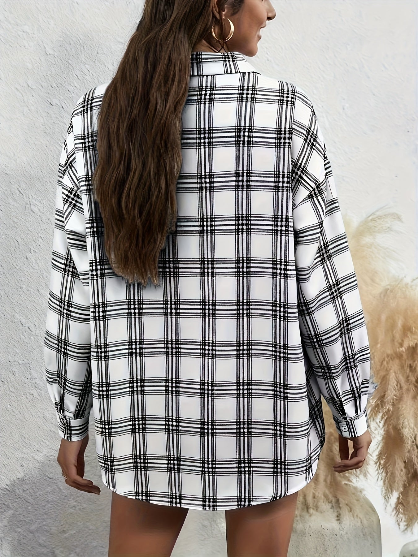 Camisa de Botões Oversize Feminina - Blusa de Manga Comprida e Corte Solto com Decote Quadrado, Tecido Opaco para Looks Diários e Formais - Transição Primavera/Outono, Roupa de Primavera Outono, Construção Durável, Topo Elegante, Roupa de Escritório