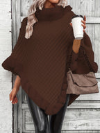 Casaco Capa Elegante Feminino com Gola em Pelo Sintético - Casaco de Inverno Macio com Acabamento em Pelo Felpudo, Roupa Exterior Chic para Todas as Estações, para Uso Diário e Eventos Formais