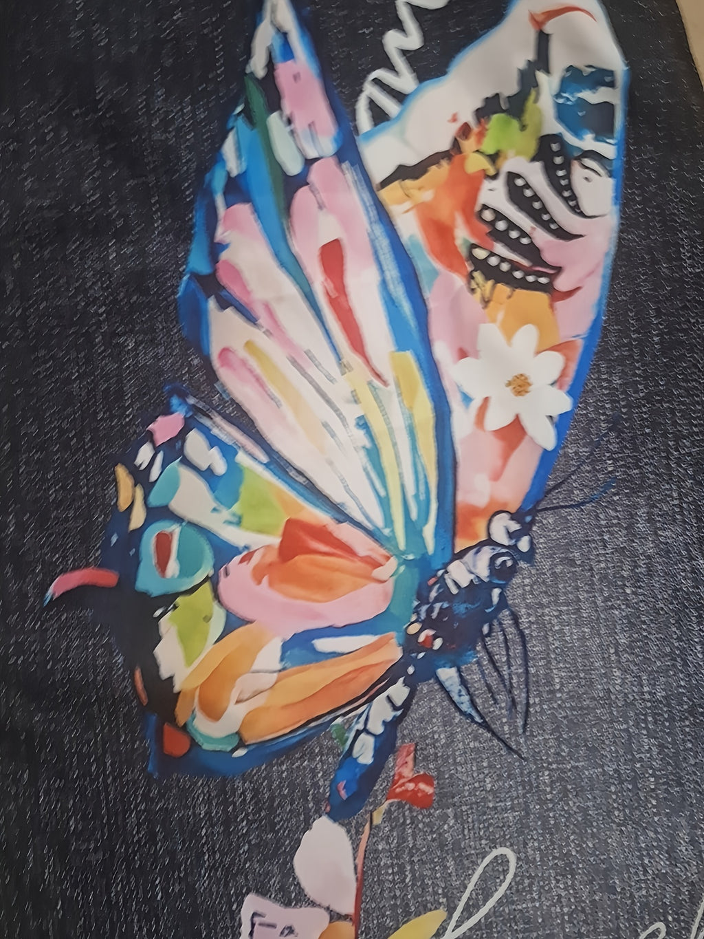 Calças Plus Size Femininas de Perna Larga com Cintura Elástica e Estampa de Borboleta - Calças Maximalistas de Comprimento Total Adequadas para Uso Casual, Escritório e Semi-Formal - Linha Especial Elegante - Calças