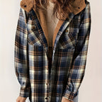 Chic Hooded Plaid Women's Jacket - Cozy Fall/Winter Style
