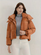 Casaco Leve com Capuz para Mulher - Casaco de Inverno Quente com Fecho de Zíper Completo, Gola Alta, Exterior - Roupa Exterior de Fácil Cuidado para Clima Frio para Uso Diário e Formal, Casaco de Inverno, Roupa Casual de Inverno, Design de Gola Alta, Roupa de Inverno Durável, Moda de Outono