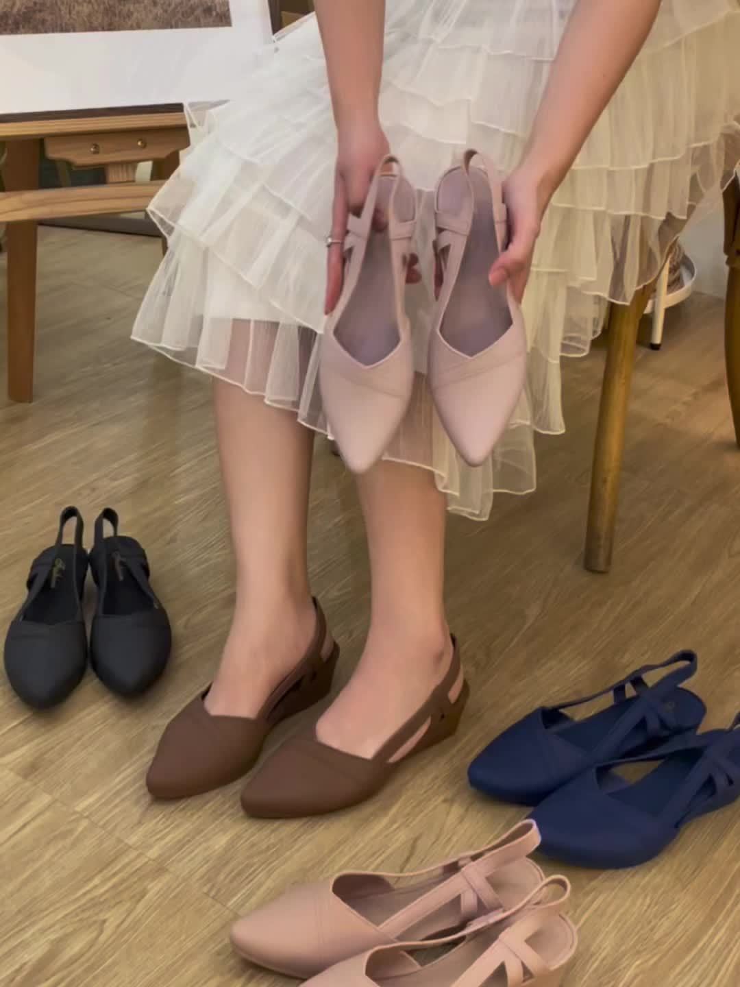 Sapatos de Trabalho Casual com Bico Fino e Sola Macia, Saltos Plataforma Antiderrapantes para Mulheres ao Ar Livre Com Solado Grosso, Flats Clássicos Versáteis da Moda