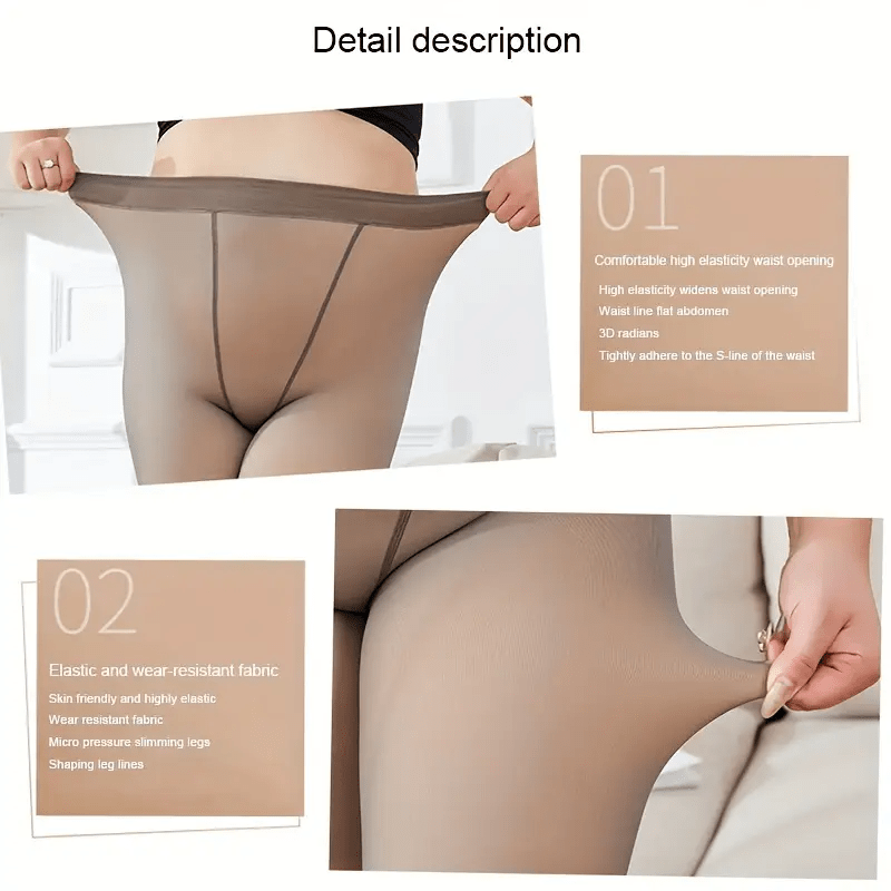 1 Par de Collants Transparentes Acolchoados em Lã Grossa Plus Size para Mulher - Collants de Cintura Subida de Comprimento Total com Cobertura Total, Cor Sólida (/Azul Marinho//) para Calor no Inverno, Roupa de Perna Confortável e Versátil, Cobertura Total e Cobertura Total