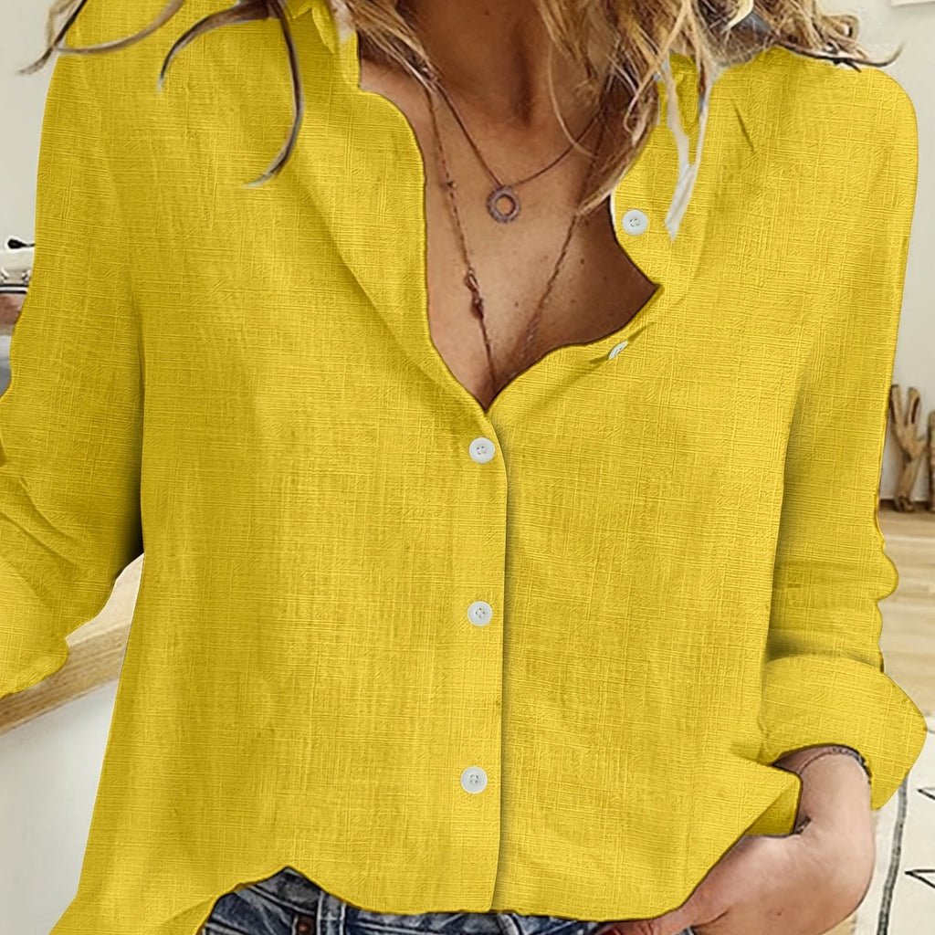 Elegant Long Sleeve Women's Blouse with Ruffle Detail