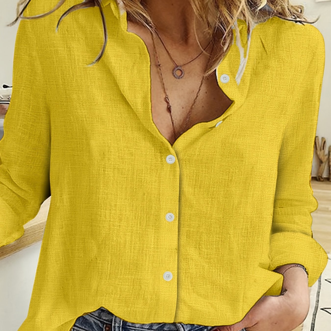 Elegant Long Sleeve Women's Blouse with Ruffle Detail