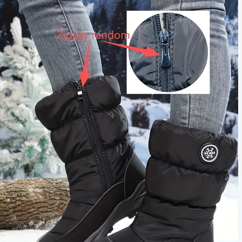 Botas de Neve de Inverno para Mulher - Botas Térmicas Isoladas para Clima Frio com Sola TPR Antiderrapante, À Prova de Vento e de Alta Qualidade - Botas de Meia-Perna para Clima Frio com Palmilha Acolchoada