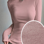 Elegant Ribbed Wool-Lined Women's Top - Cozy & Chic