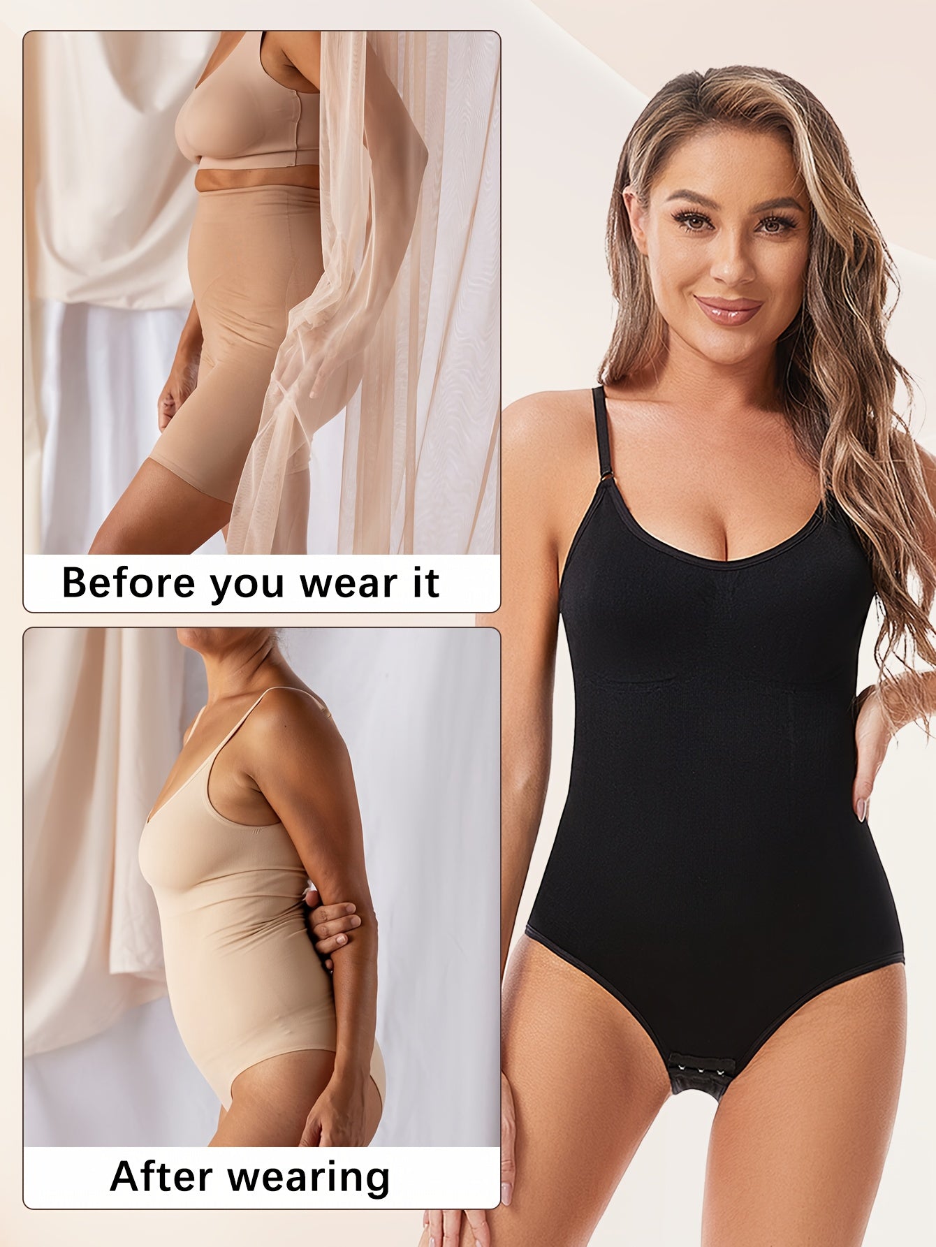 Conjunto de 3 Body Shapers Plus Size Sem Costura em Preto, Marrom e Bege - Alças Ajustáveis para Encaixe Perfeito, Controle de Barriga & Elevação de Bumbum, Fecho de Encaixe com Botões, Tecido de Nylon Elástico, Roupas Plus Size