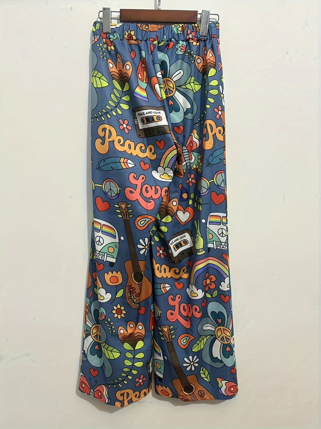 Calças largas estampadas, calças soltas casuais para primavera e verão, roupa de mulher