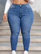 Calças jeans plus size femininas estilo novo para todas as estações, calça skinny elegante e casual. Calcas longas de moda em tamanhos grandes com alta elasticidade e conforto, ótima opção denim slimming que exibe um visual jovem moderno adequado a todos os tipos físicos