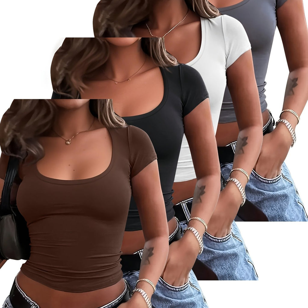 Essential Minimalist Women's Crop Tops - 4-Pack