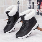 Botas de neve grossa para inverno, sapatos masculinos e femininos quentes em veludo, antiderrapantes, tamanho grande, cano alto para uso externo