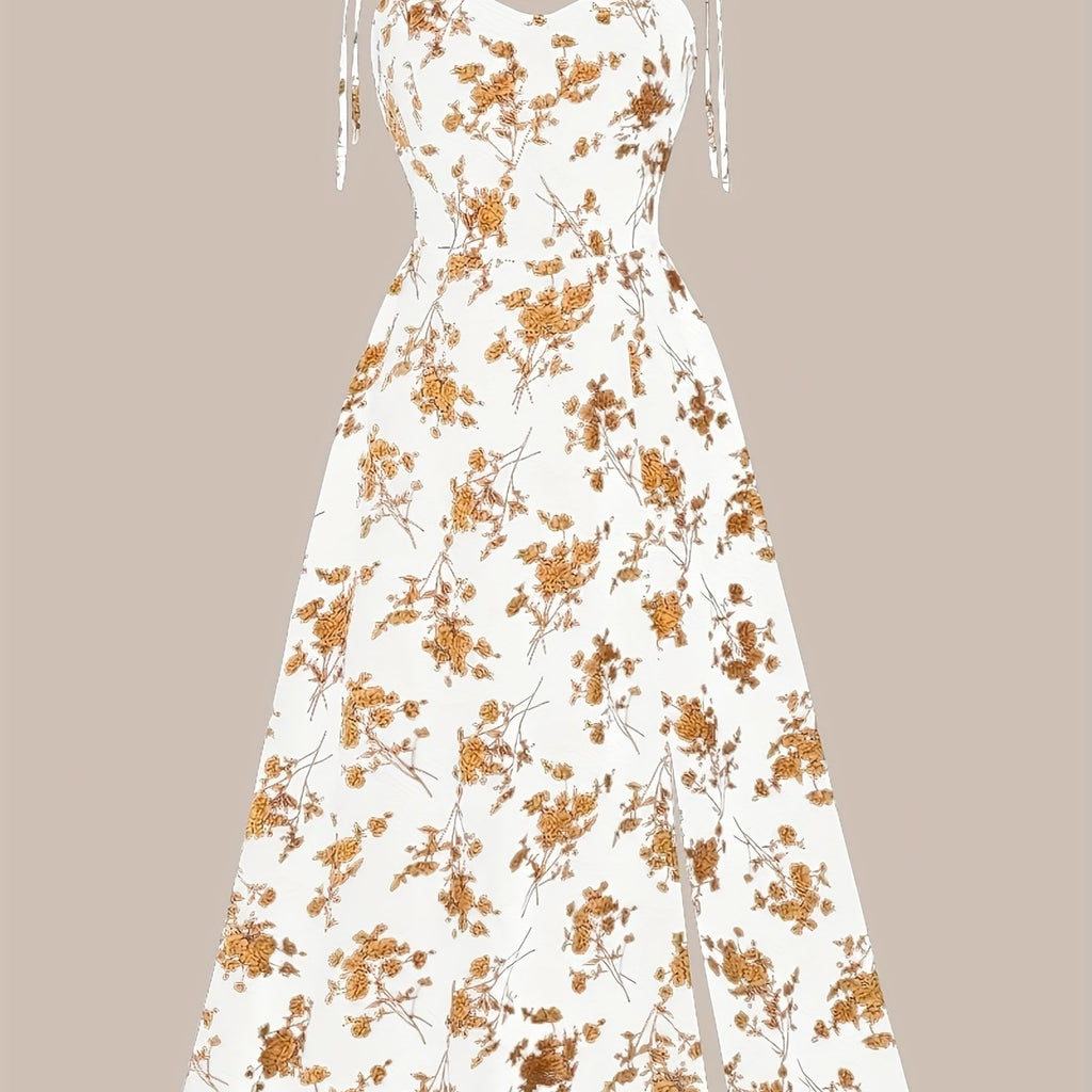 Elegant Floral Sleeveless Beach Dress for Women