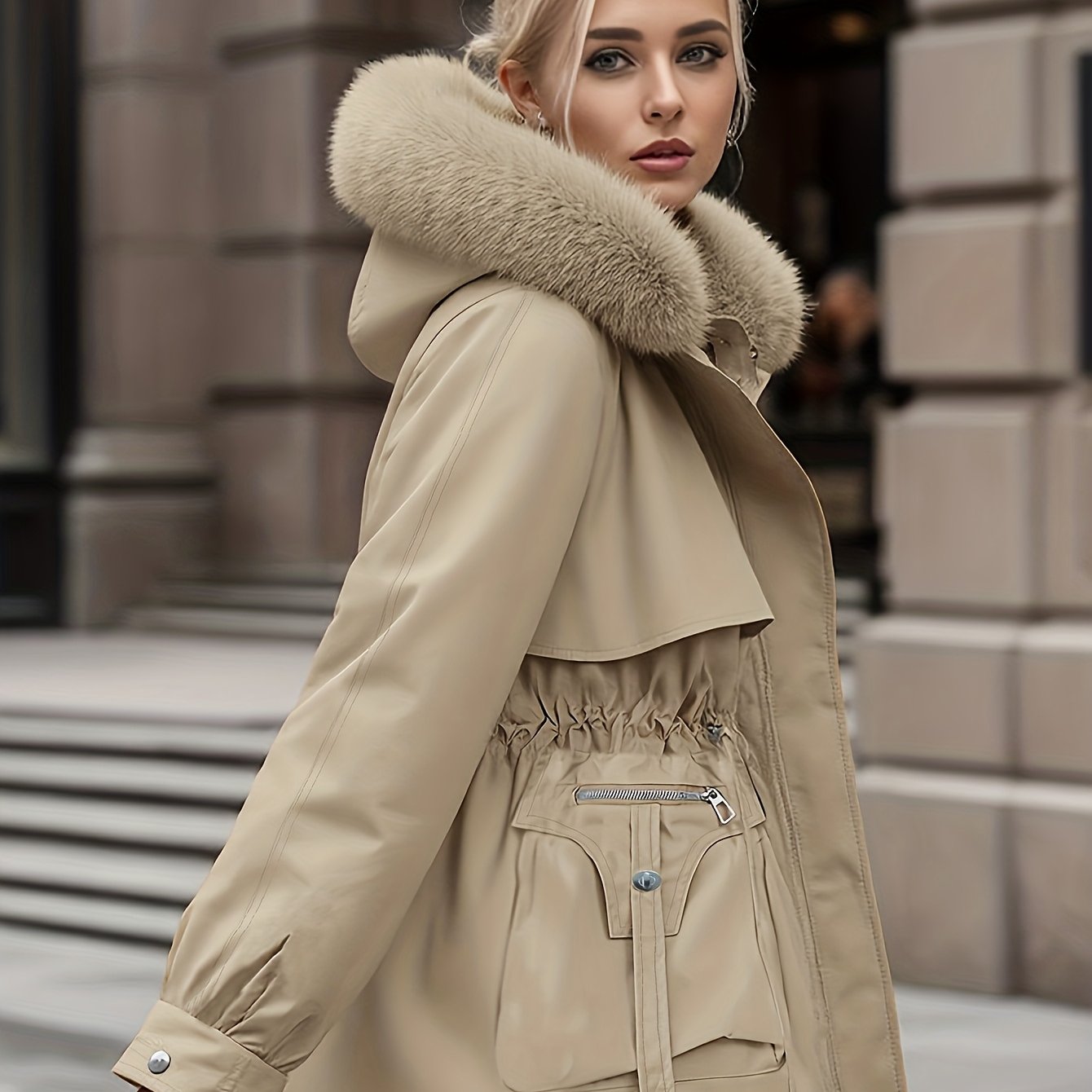 Thermal Winter Coat for Women with Wool Lining