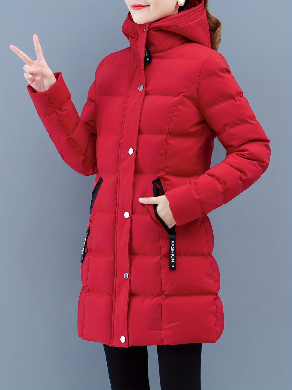 Urban Grace Quilted Mid-Length Jacket with Hood
