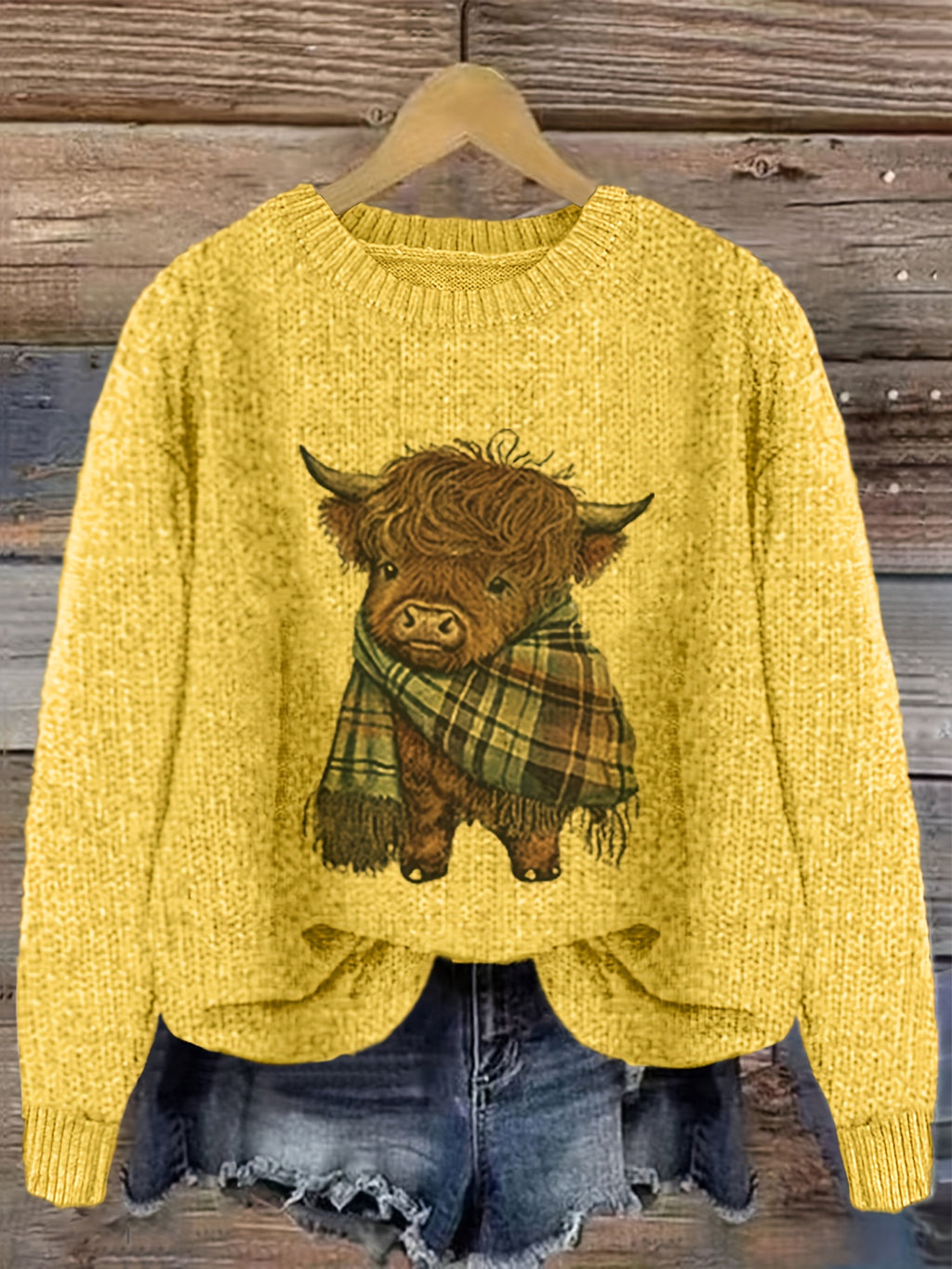 Blusa Casual de Gola Redonda com Estampa de Animais em Cores Contrastantes e Tecido Solto