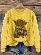 Blusa Casual de Gola Redonda com Estampa de Animais em Cores Contrastantes e Tecido Solto