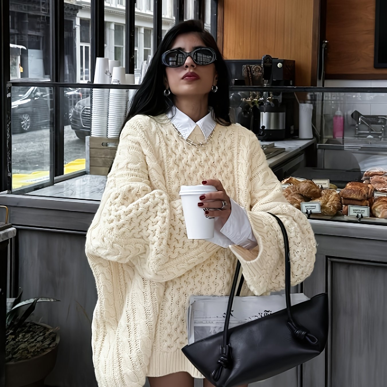 Cozy Cable Knit Oversized Sweater – Effortless Elegance