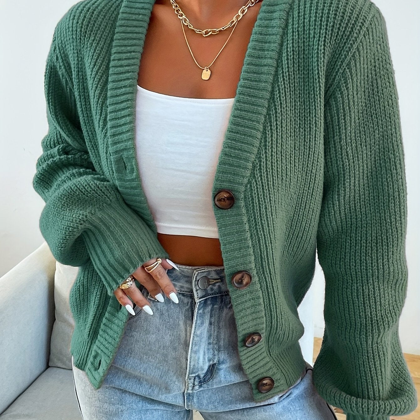 Elegant Knit Cardigan for Women - Perfect for Spring & Fall
