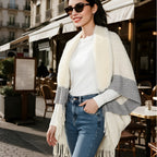 Asymmetrical Pastel Shawl - Cozy Winter Elegance