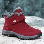Botas de Neve Femininas, Estilo Casal Outono/Inverno Unissex Esportes ao Ar Livre Sapatos Cano Alto para Caminhada com Forro Fleece Quente e Solado Macio Antiderrapar Durável Tamanho Grande Pai Mãe Idosa Curta Confortavelmente no Dia a dia em Temperaturais Abissíssim