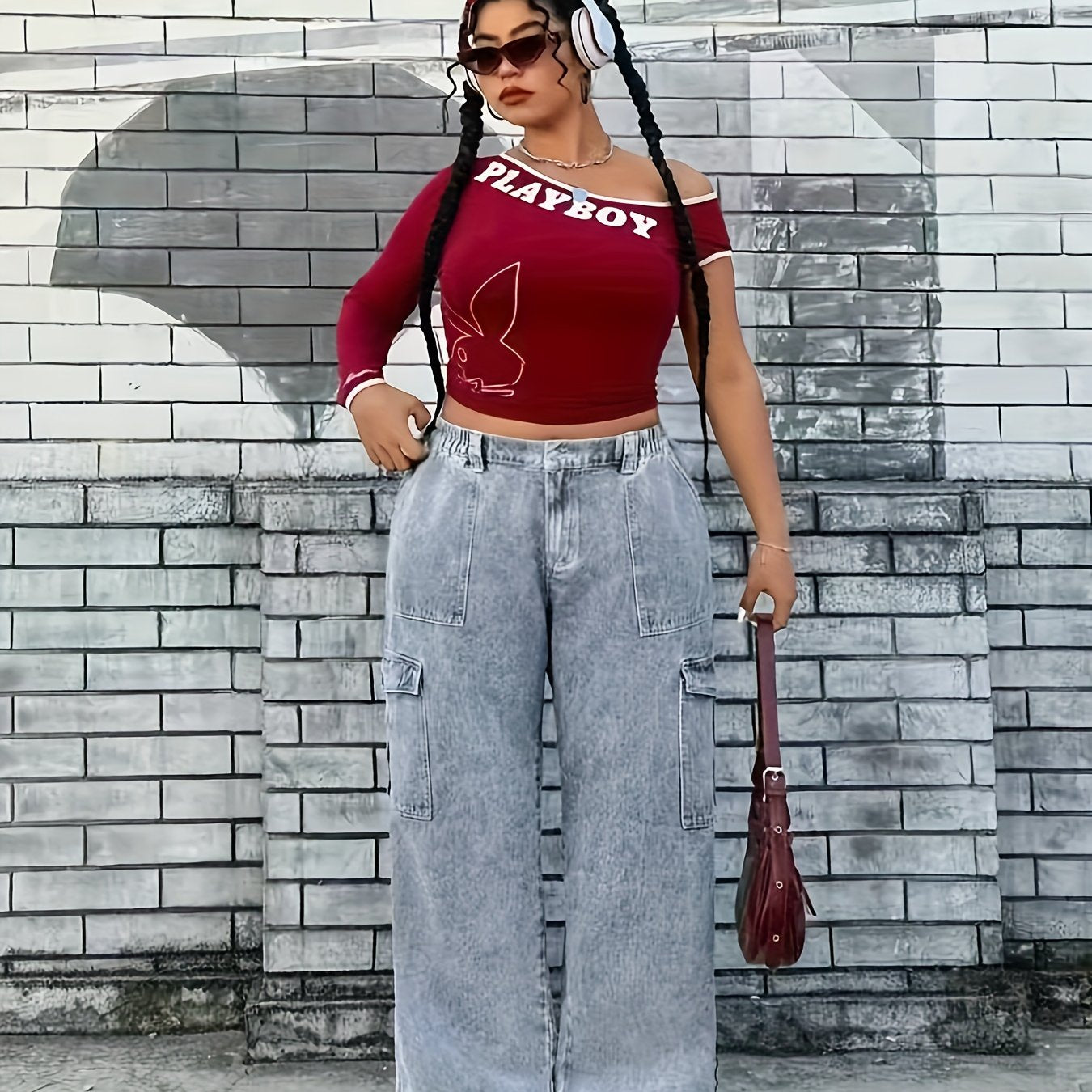 Light Blue High-Stretch Cargo Pants for Women