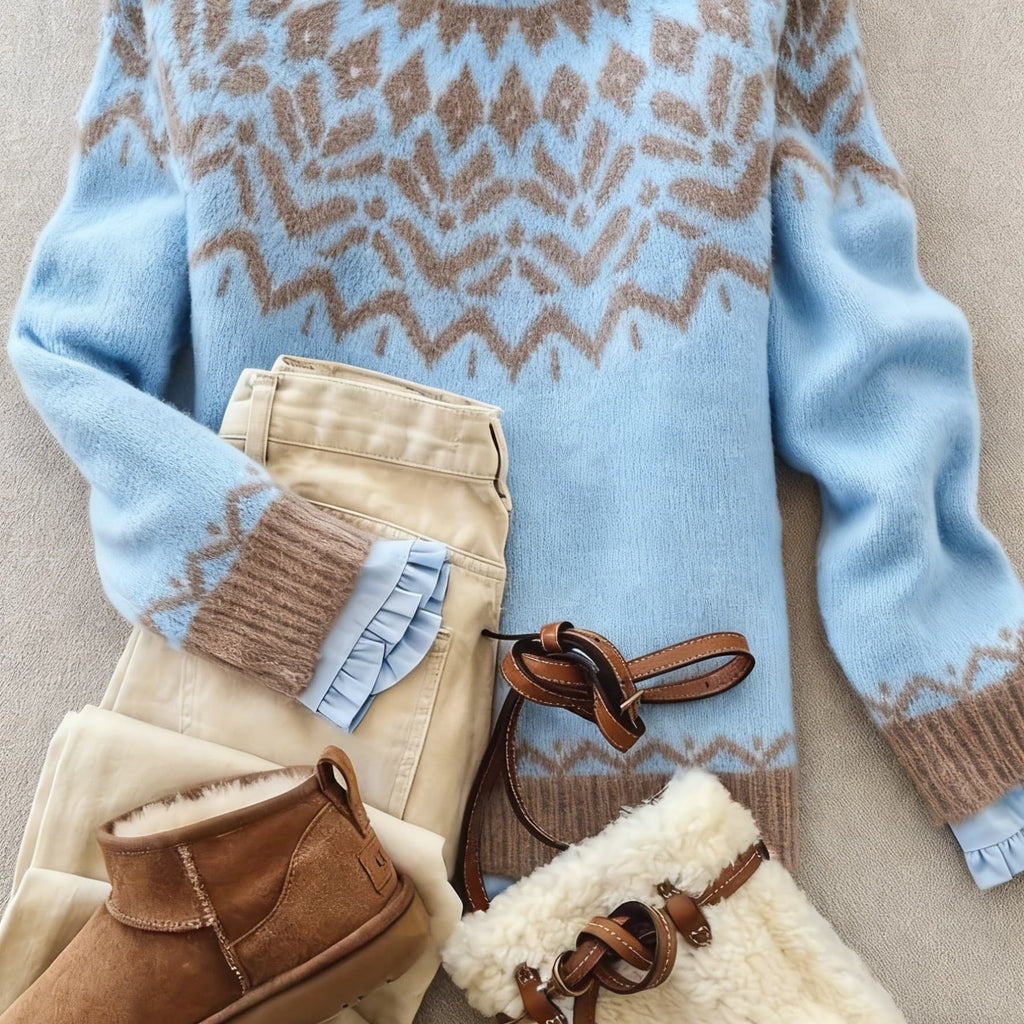 Elegant Minimalist Women's Sweater - Cozy Geometric Knit