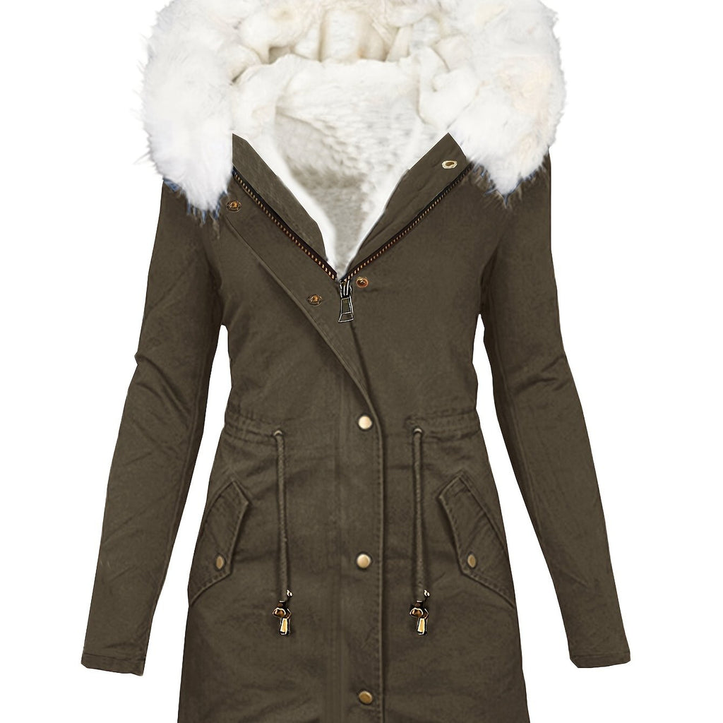 Elegant Women's Winter Coat with Faux Fur Hood