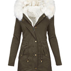 Elegant Women's Winter Coat with Faux Fur Hood