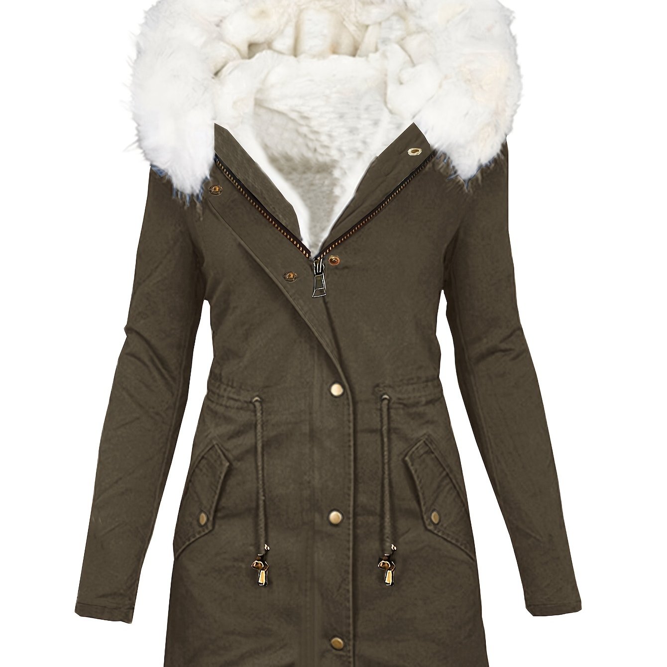 Elegant Women's Winter Coat with Faux Fur Hood