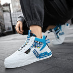 Sapatos de skate de cano alto na moda com graffiti, sapatos casuais confortáveis para homens para caminhadas ao ar livre, jogging e viagens