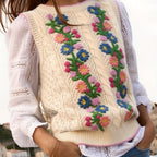 Floral Knit Vest - Versatile Sleeveless Sweater for All Seasons