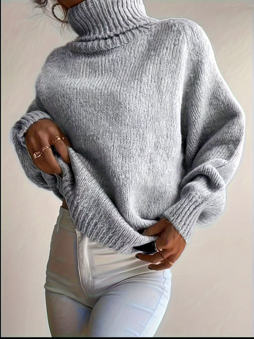 Blusa Feminina Elegante de Gola Redonda - Suéter Macio e Quente de Cor Sólida para Inverno, Lavável na Máquina, Tops Aconchegantes para Outono e Inverno, Versátil para Looks Casuais ou Sofisticados, Suéter Simples para Jeans/Vestidos/Saias