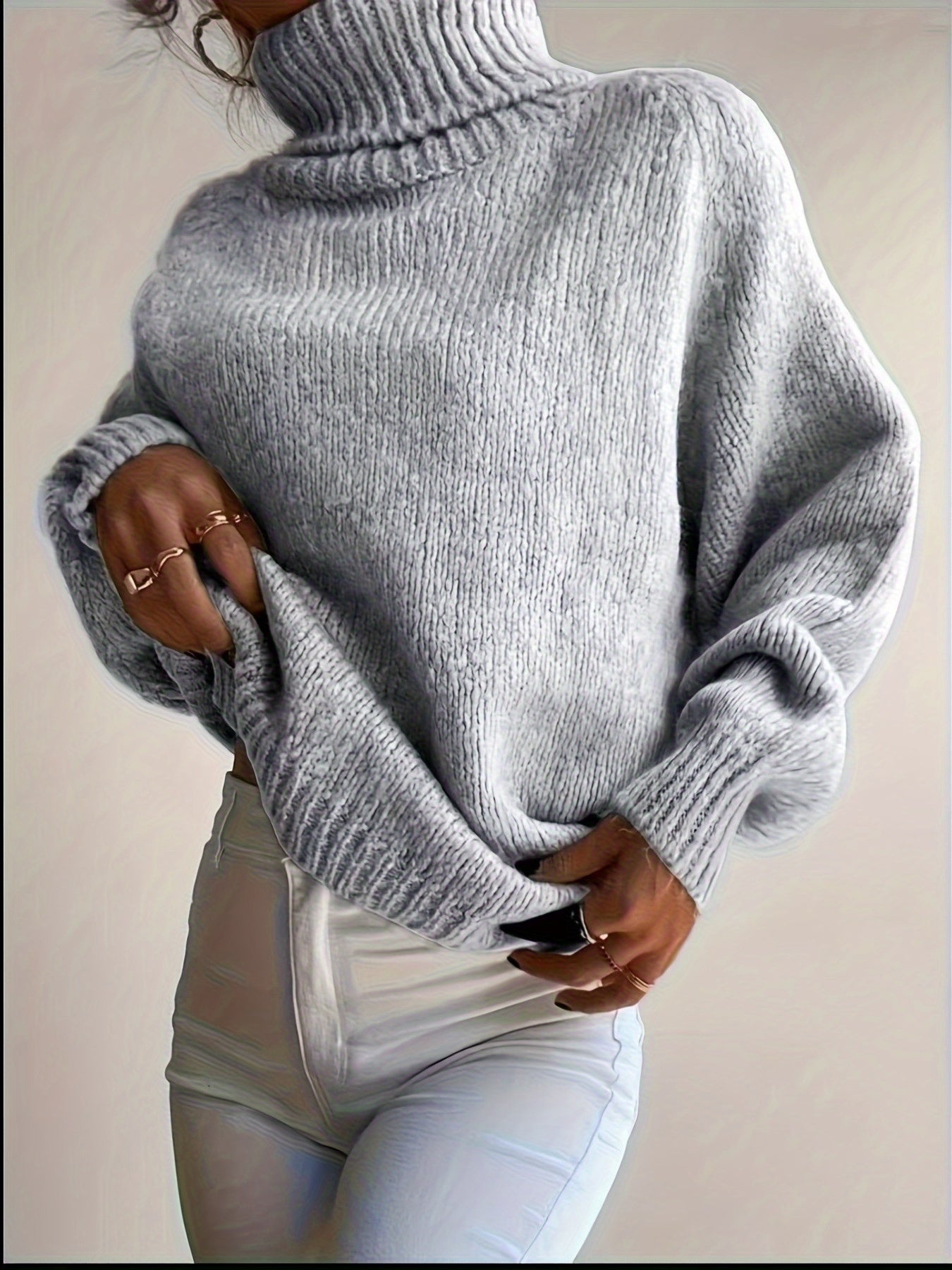 Blusa Feminina Elegante de Gola Redonda - Suéter Macio e Quente de Cor Sólida para Inverno, Lavável na Máquina, Tops Aconchegantes para Outono e Inverno, Versátil para Looks Casuais ou Sofisticados, Suéter Simples para Jeans/Vestidos/Saias