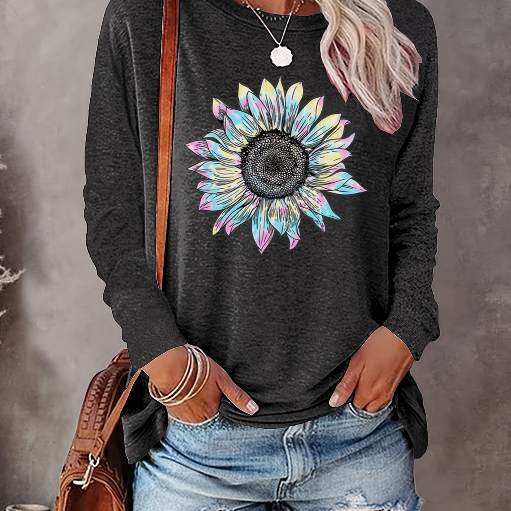 Sunflower Elegance Long Sleeve Women's Tee - Year-Round Style