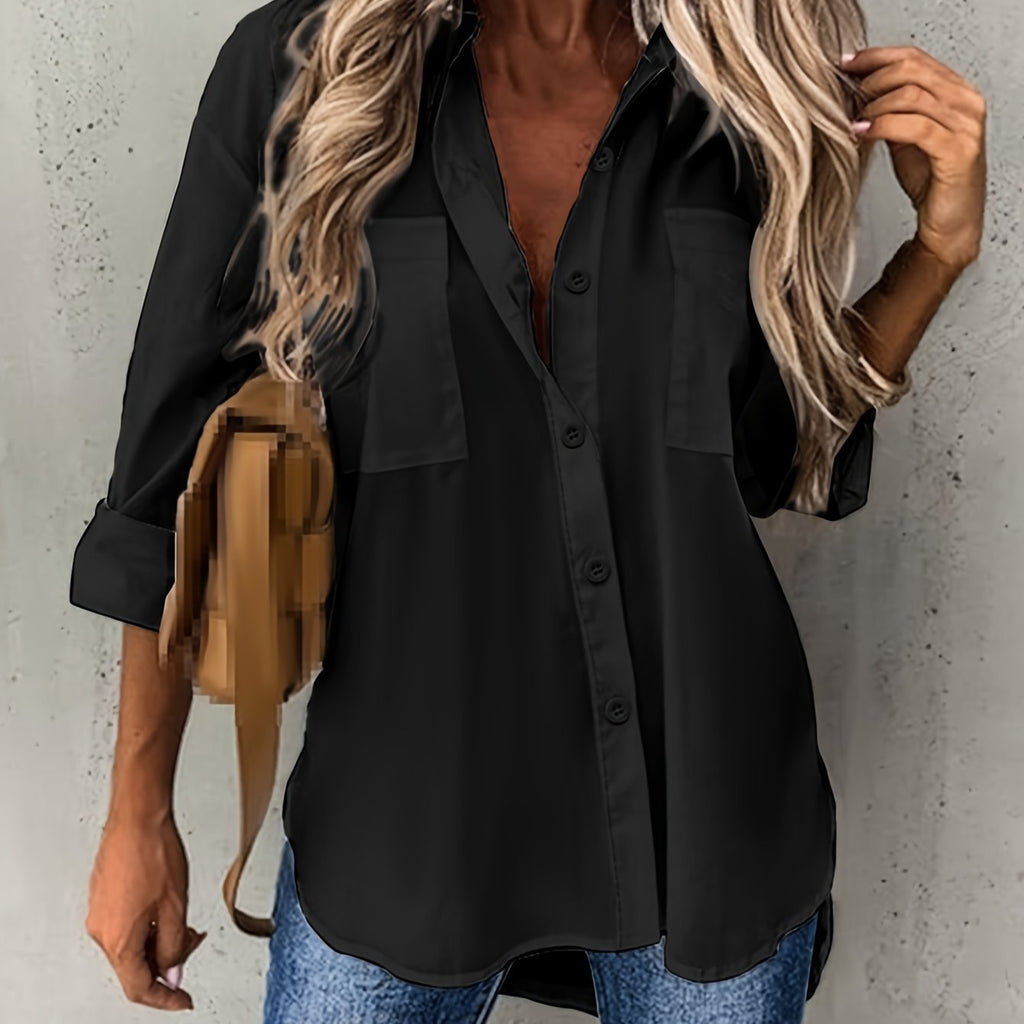 Effortless Elegance: Women's Relaxed Fit Button-Up Shirt