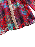 Casaco com Capuz Forrado de Fleece com Estampa Paisley & Floral Colorida - Quente, com Botões, Manga Longa, Roupa de Fora para Mulheres, Lavável à Máquina