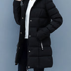 Urban Grace Quilted Mid-Length Jacket with Hood