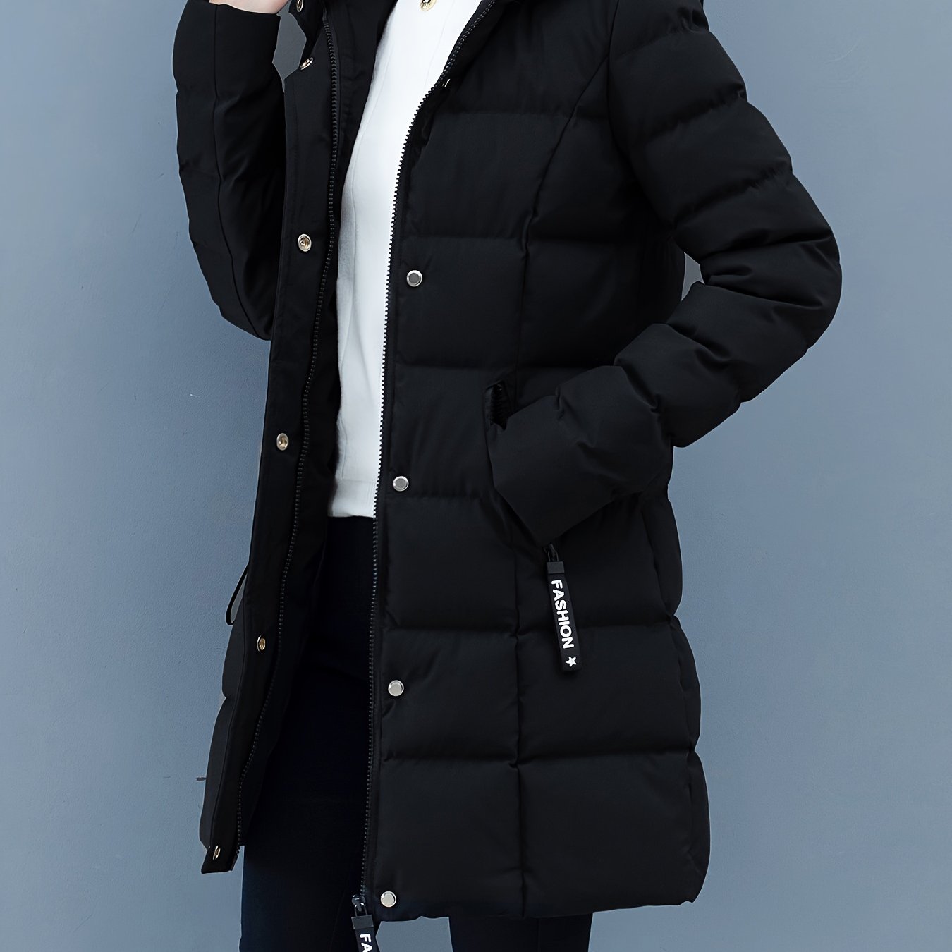 Urban Grace Quilted Mid-Length Jacket with Hood