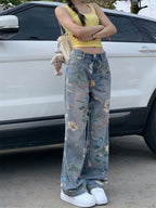 Calças Retas com Estampa Floral