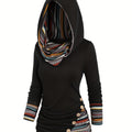 Chic Striped Hooded Knit Sweatshirt