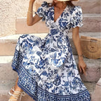 Chic A-line Floral Wrap Dress - Effortless Elegance