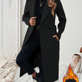 Elegant Women's Long Coat with Belt & Bamboo Details