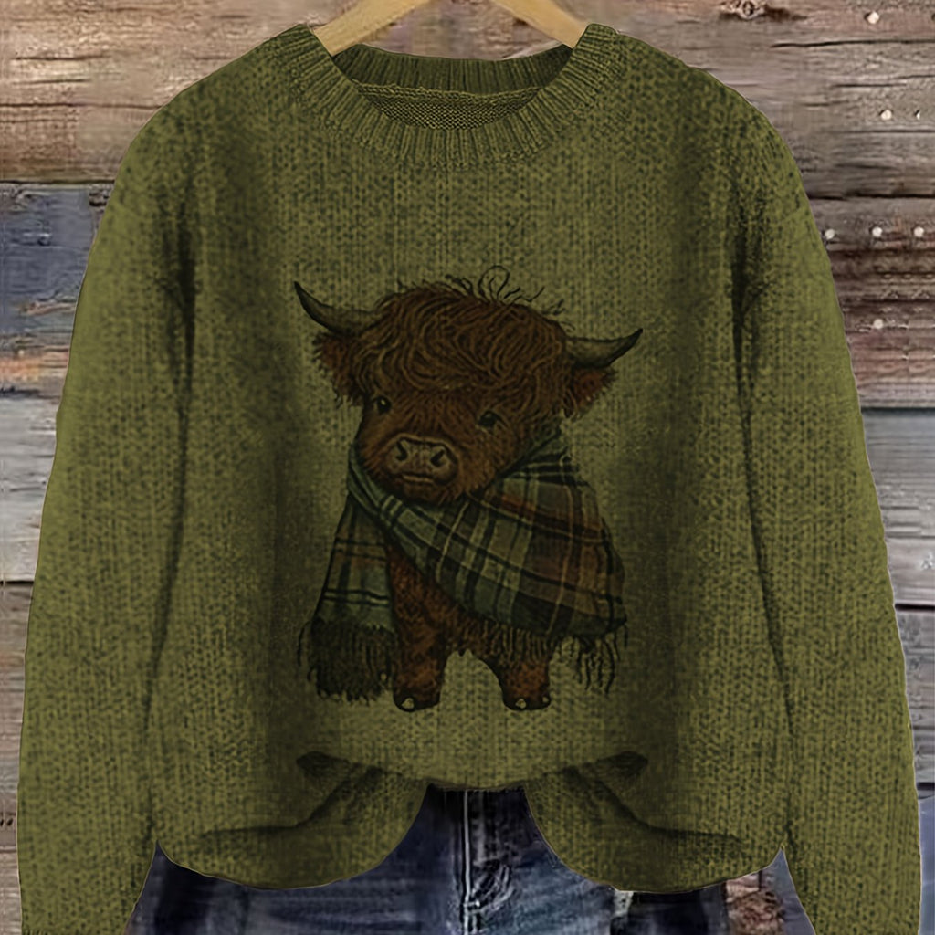 Chic Animal Print Round Neck Blouse