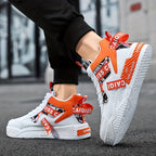 Sapatos de skate de cano alto na moda com graffiti, sapatos casuais confortáveis para homens para caminhadas ao ar livre, jogging e viagens