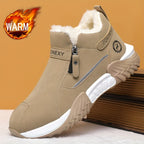 Botas de Neve Unissex para Inverno, Simples e Modernas em Cores Sólidas de Cinza, Preto, Caqui, Design Superior em PU, Design de Calçar Fácil, Sola de PVC Espessa e Macia Resistente ao Desgaste com Aderência Forte, Forrada para Calor e Conforto, Sapatos Deslizantes para Preguiça, Adequados para