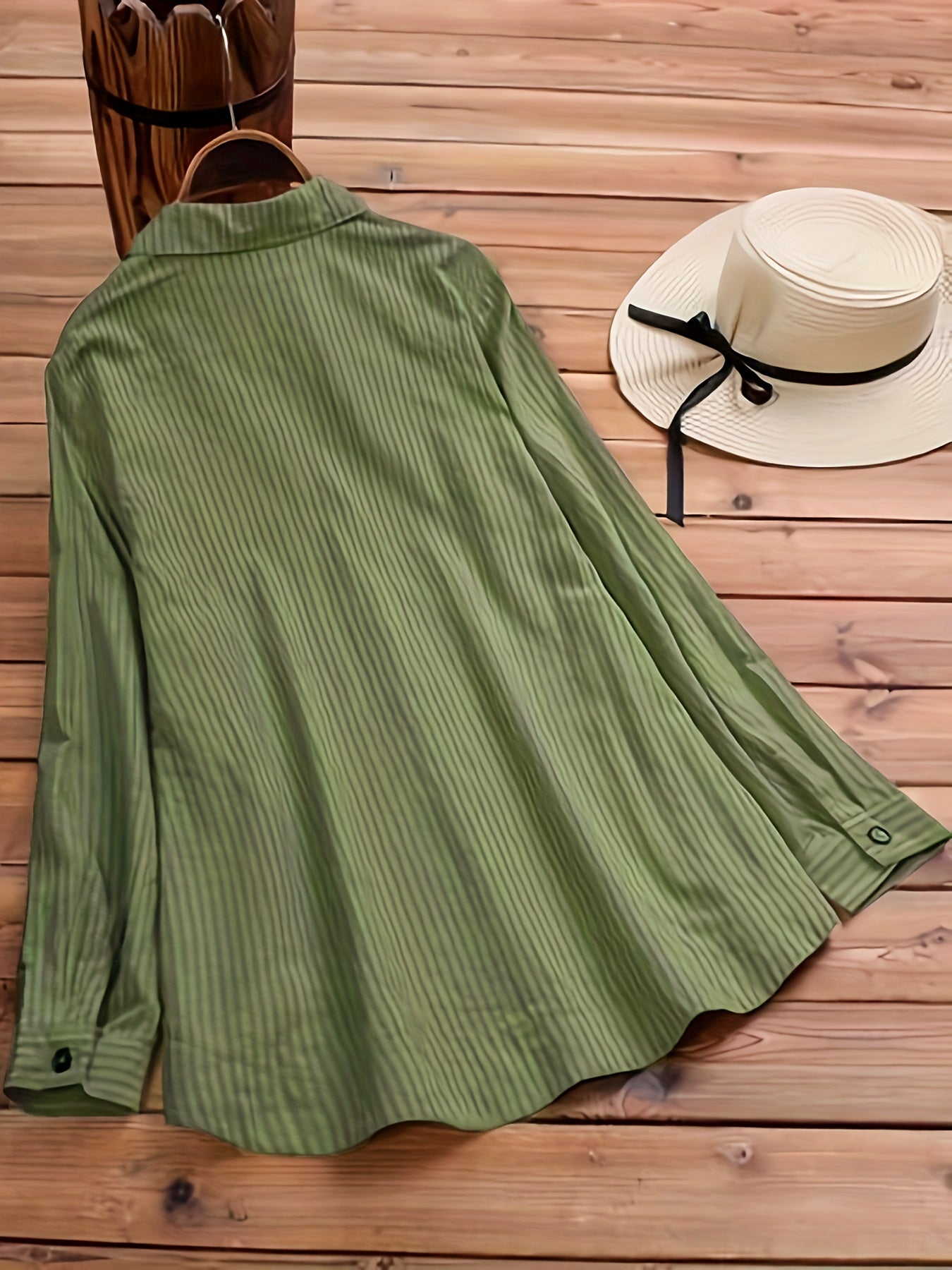 Blusa Com Botão Lateral Sólido, Blusa Com Colar Boho E Mangas Enroláveis, Roupas Femininas